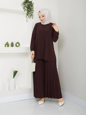 Acı Kahve Pantolonlu Piliseli Sandy Takım