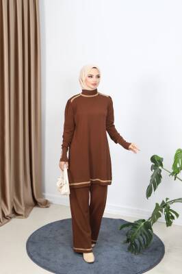 Acı Kahve Renkli Merserize Pantolonlu Takım