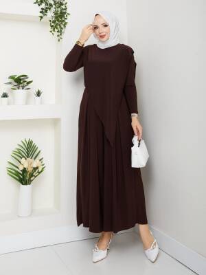 Acı Kahve Sandy Kumaş Çapraz Pantolonlu Takım