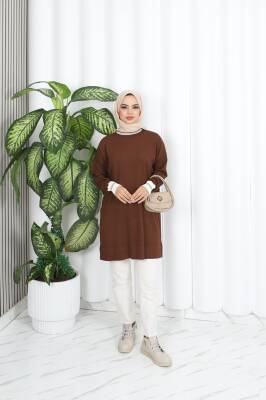 Acı Kahve Sim Detaylı Merserize Tunik