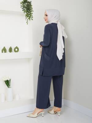 Almina Yanları Cepli Antrasit Gri Sandy Pantolonlu Takım - 2