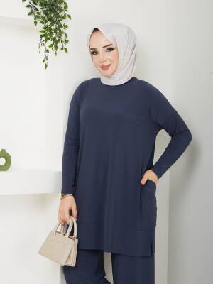 Almina Yanları Cepli Antrasit Gri Sandy Pantolonlu Takım - 3