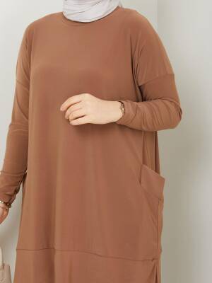 Almina Yanları Cepli Camel Sandy Pantolonlu Takım - 2