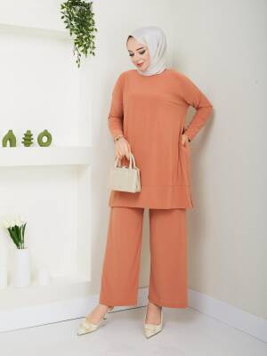 Almina Yanları Cepli Kayısı Sandy Pantolonlu Takım 