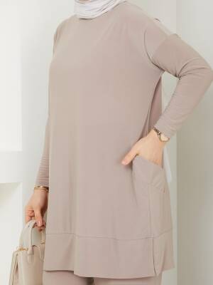 Almina Yanları Cepli Taş Sandy Pantolonlu Takım - 2