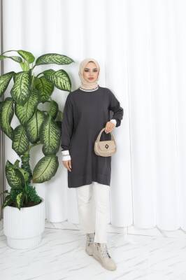 Antarsit Gri Sim Detaylı Merserize Tunik