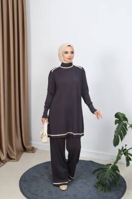 Antrasit Gri Renkli Merserize Pantolonlu Takım