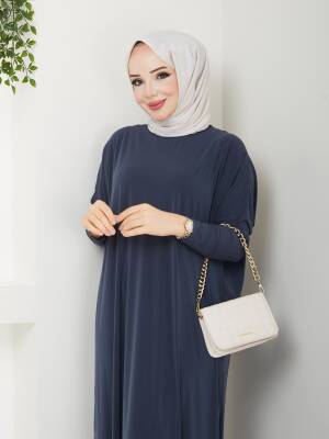 Antrasit Gri Yarasa Kol Düz Sandy Elbise