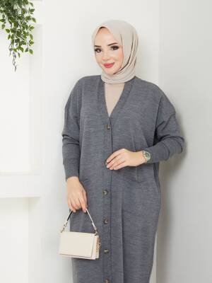 Antrasit Gri Yarasa Kol Triko Hırka