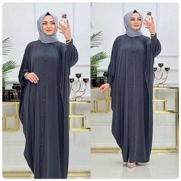 Antrasit Sandy Kumaş Düğmeli Ferace