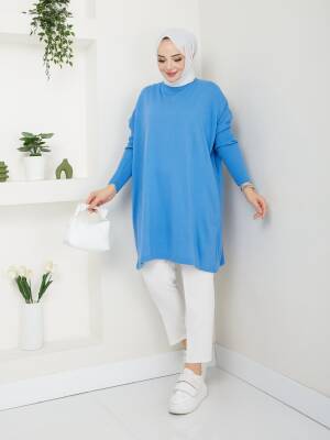 Bebe Mavisi Balıkçı Yaka Triko Tunik