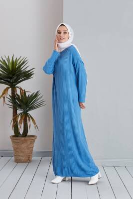 Bebe Mavisi Fitilli Triko  Elbise