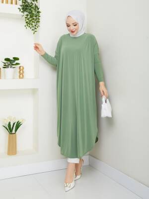 Çağla Yeşili Yanları Yırtmaçlı Sandy Tunik