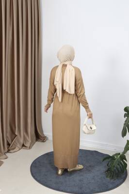 Camel Bağcıklı Merserize Elbise - 3