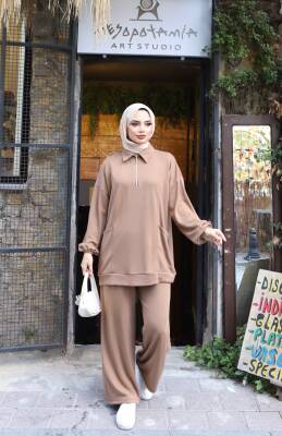 Camel Oysho Kumaş Pantolonlu İkili Takım 