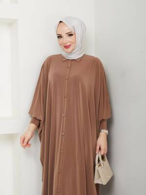 Camel Sandy Kumaş Düğmeli Ferace