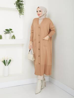 Camel Yarasa Kol Triko Hırka