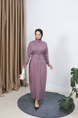 Gül Kurusu Bağcıklı Merserize Elbise