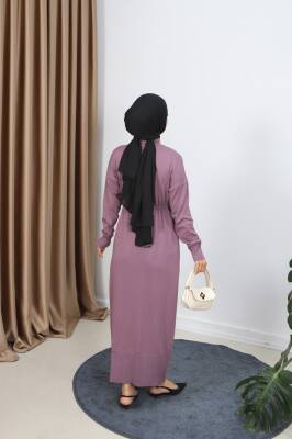 Gül Kurusu Bağcıklı Merserize Elbise - 3