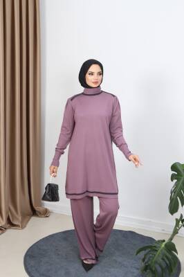 Gül Kurusu Renkli Merserize Pantolonlu Takım