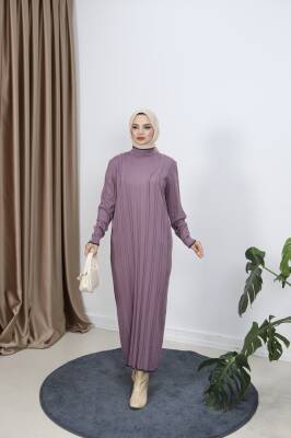 Gül Kurusu Saç Örgülü Merserize Elbise    