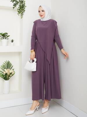 Gül Kurusu Sandy Kumaş Çapraz Pantolonlu Takım