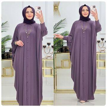 Gül Kurusu Sandy Kumaş Düğmeli Ferace