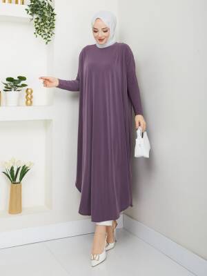 Gül Kurusu Yanları Yırtmaçlı Sandy Tunik