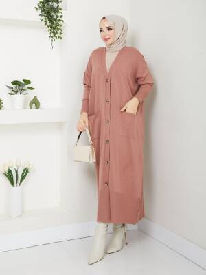 Gül Kurusu Yarasa Kol Triko Hırka