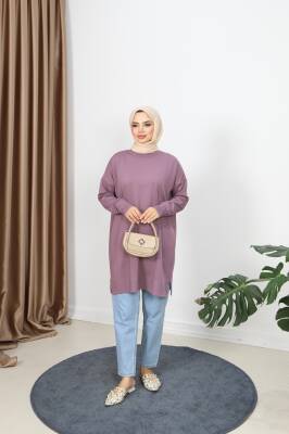 Gül Kurusu Yırtmaçlı Merserize Tunik