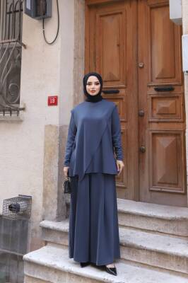 İndigo Mavi Oysho Kumaş Pantolonlu İkili Takım 