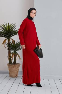 Kırmızı Fitilli Triko  Elbise