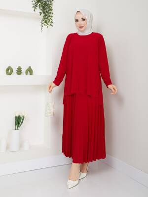 Kırmızı Piliseli Sandy Etekli Takım