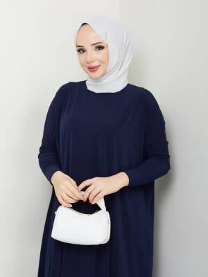 Lacivert Yanları Yırtmaçlı Sandy Tunik