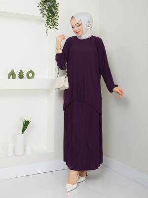 Mor Kendinden Piliseli Etekli İkili Takım