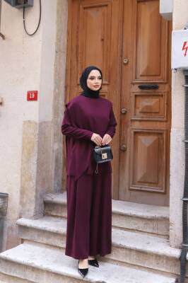 Mürdüm Oysho Kumaş Pantolonlu İkili Takım 