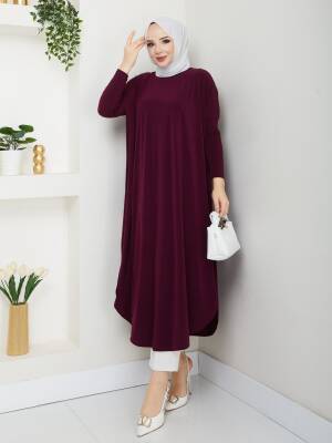 Mürdüm Yanları Yırtmaçlı Sandy Tunik