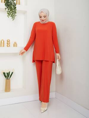 Oranj Düz Sandy Pantolonlu İkili Takım