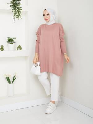 Pudra Balıkçı Yaka Triko Tunik