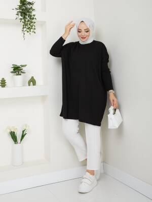 Siyah Balıkçı Yaka Triko Tunik