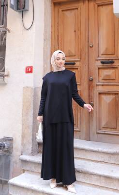 Siyah Oysho Kumaş Pantolonlu İkili Takım 