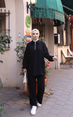 Siyah Oysho Kumaş Pantolonlu İkili Takım 