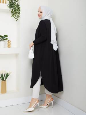 Siyah Yanları Yırtmaçlı Sandy Tunik