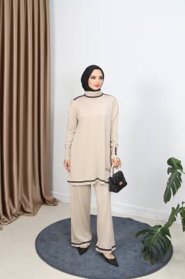 Taş Renkli Merserize Pantolonlu Takım