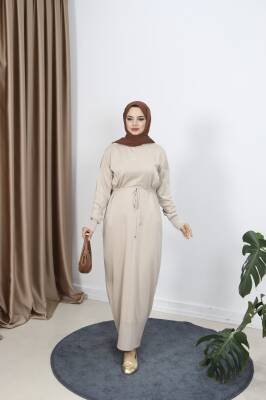 Vizon Bağcıklı Merserize Elbise