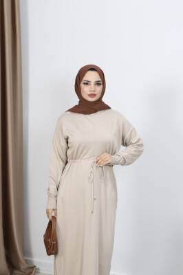 Vizon Bağcıklı Merserize Elbise - 2