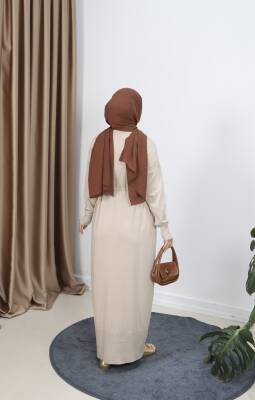 Vizon Bağcıklı Merserize Elbise - 3