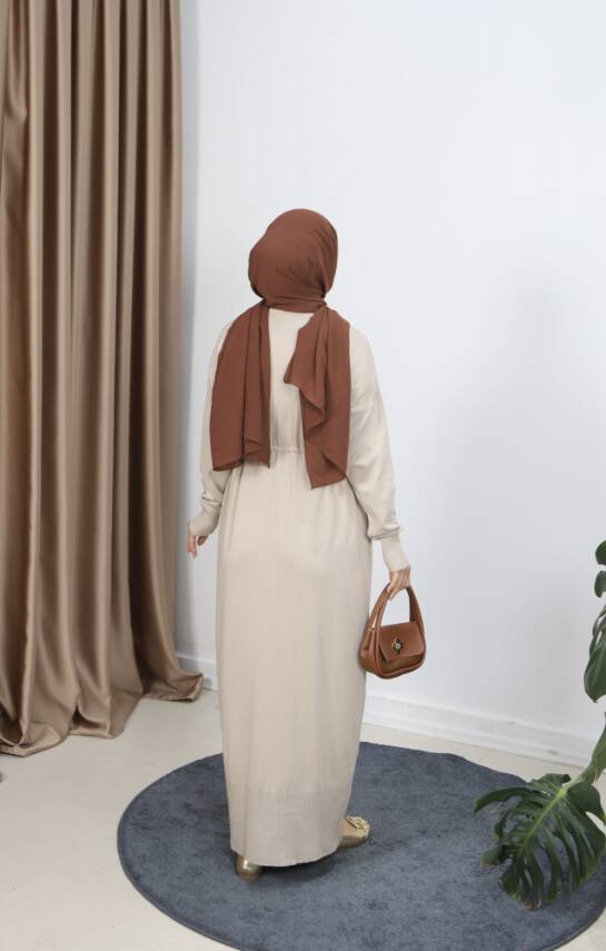 Vizon Bağcıklı Merserize Elbise - 3