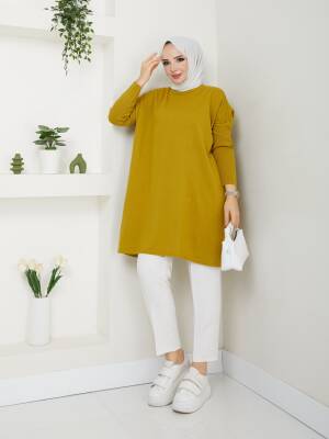 Yağ Yeşili Balıkçı Yaka Triko Tunik