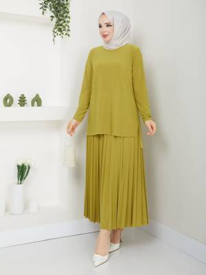 Yağ Yeşili Piliseli Sandy Etekli Takım